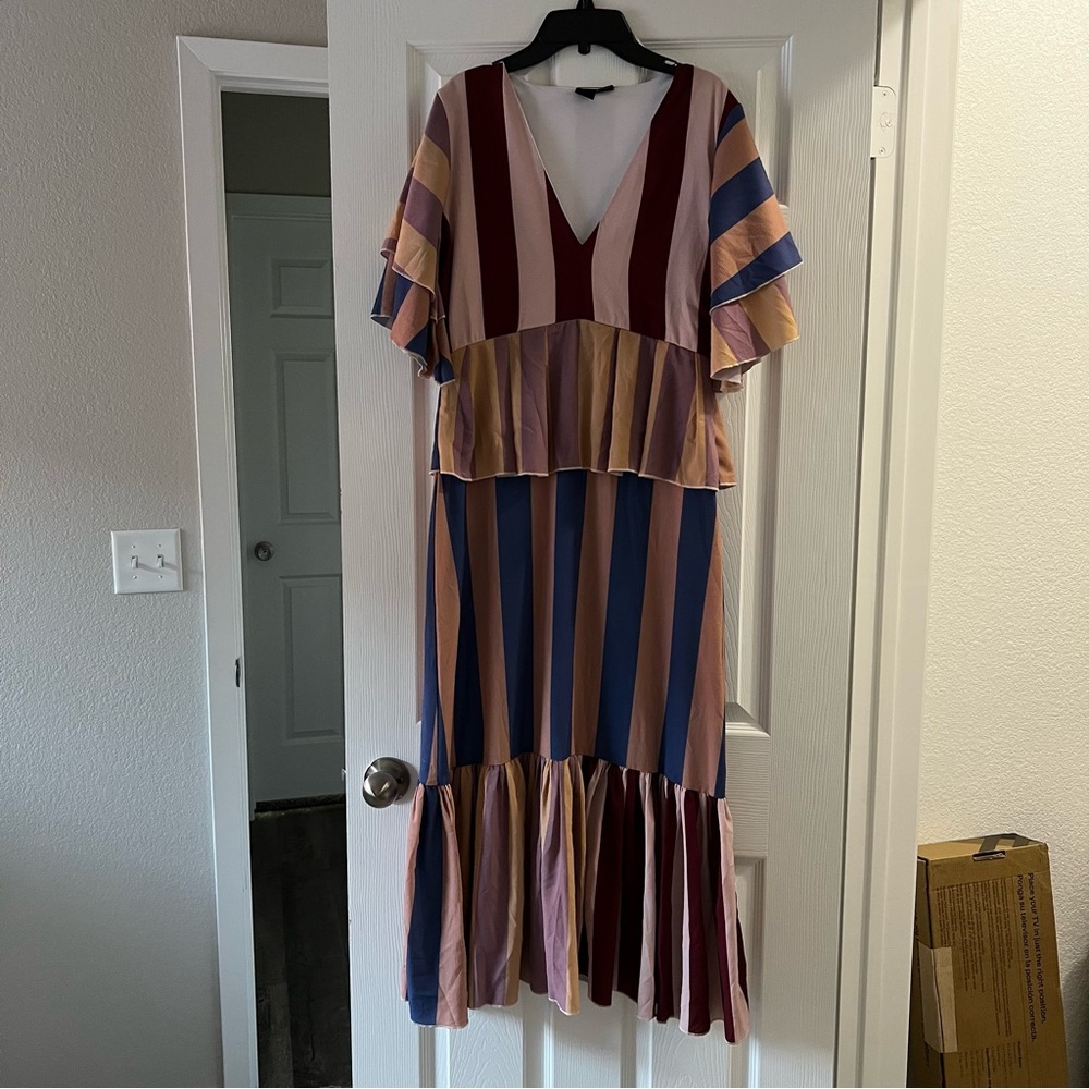 Asos midi dress with multi colored stripes